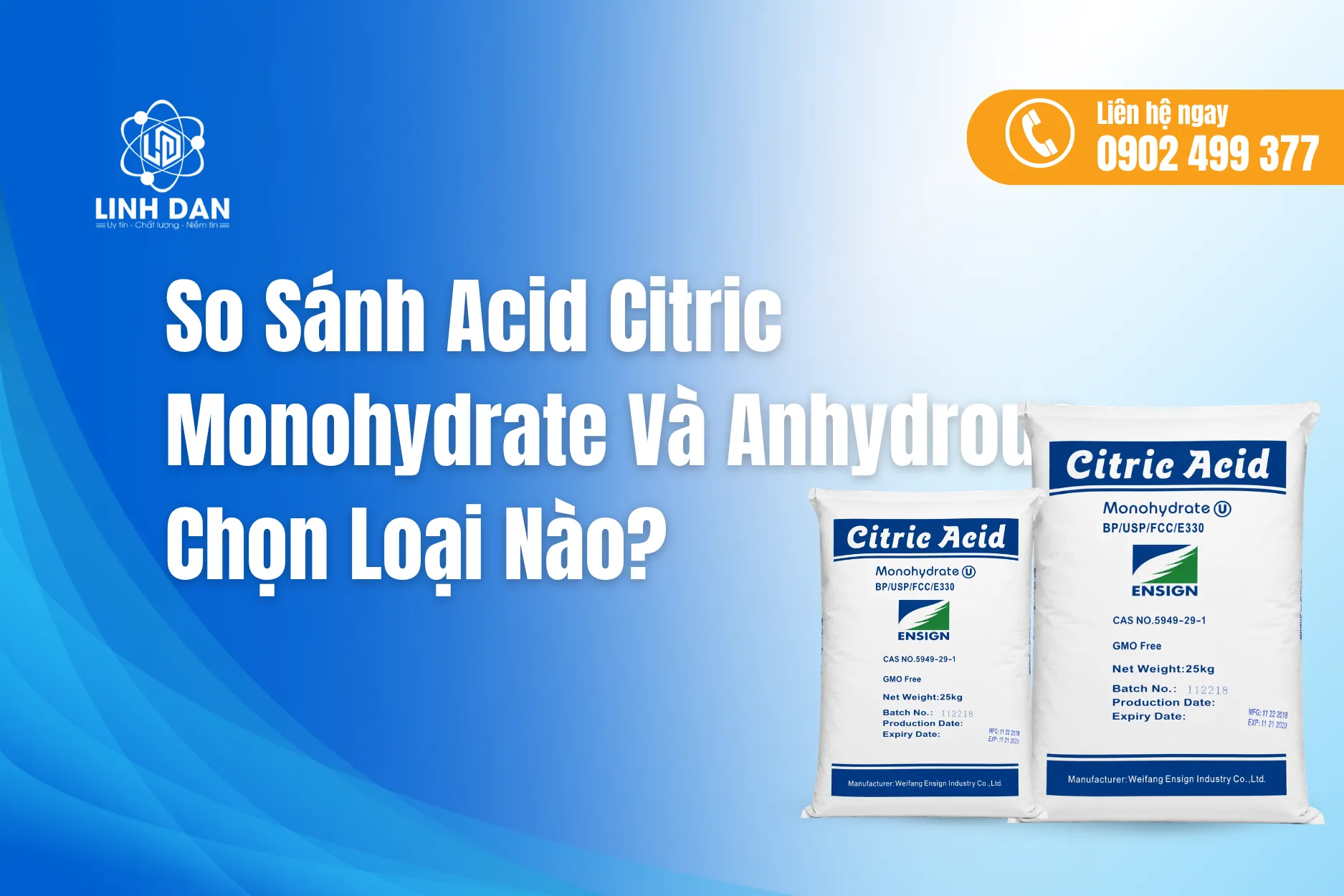 So Sánh Acid Citric Monohydrate Và Anhydrous: 6 Khác Biệt