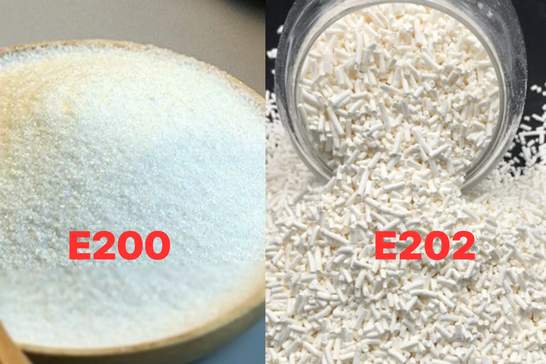 so sánh e200 và e202 acid sorbic và potassium sorbate cho thực phẩm