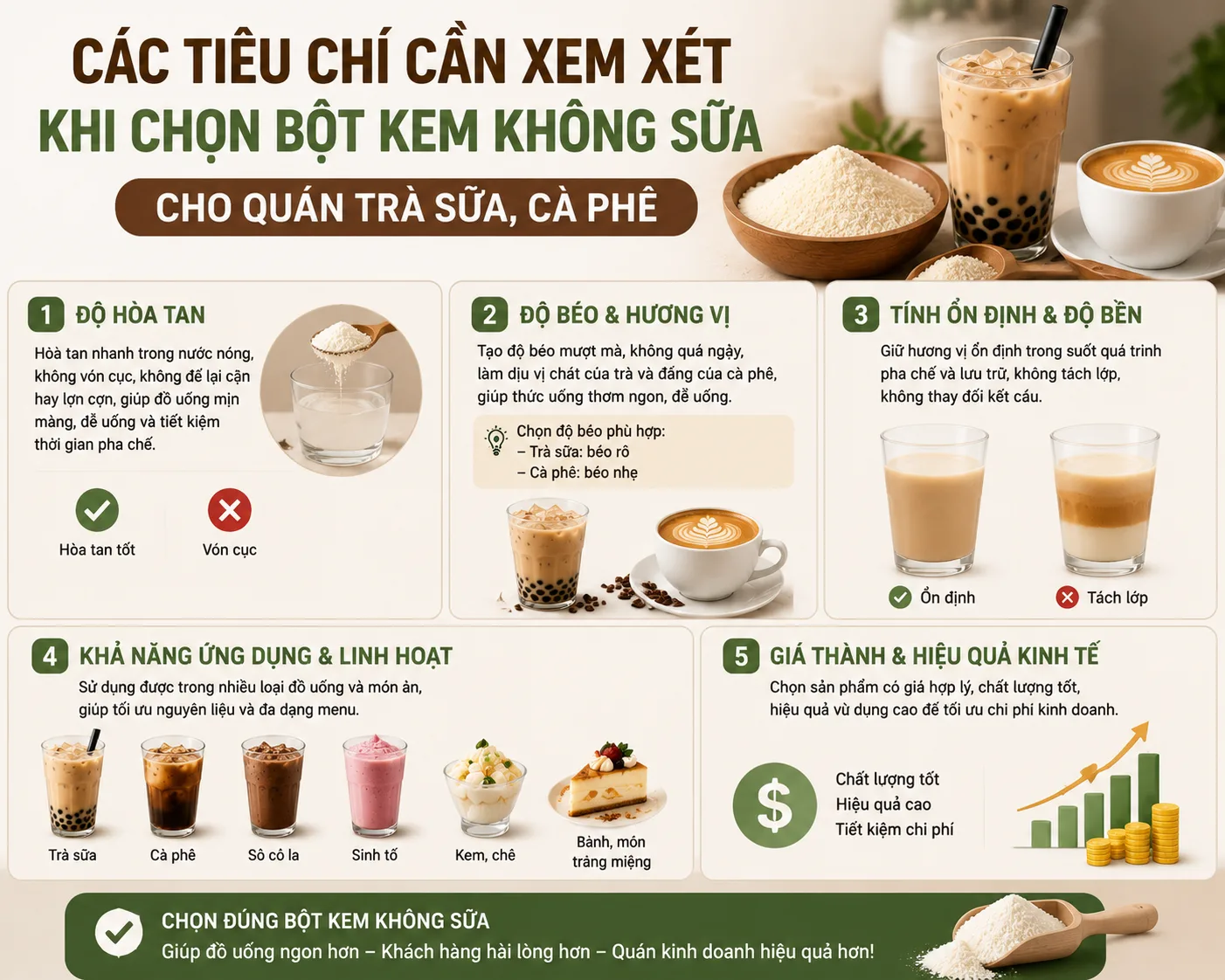 Cách Chọn Bột Kem Không Sữa 