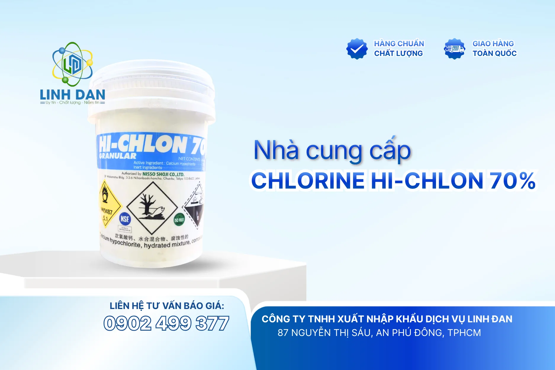 Chlorine Hi-Chlon 70% – Giải Pháp Khử Trùng An Toàn và Hiệu Quả